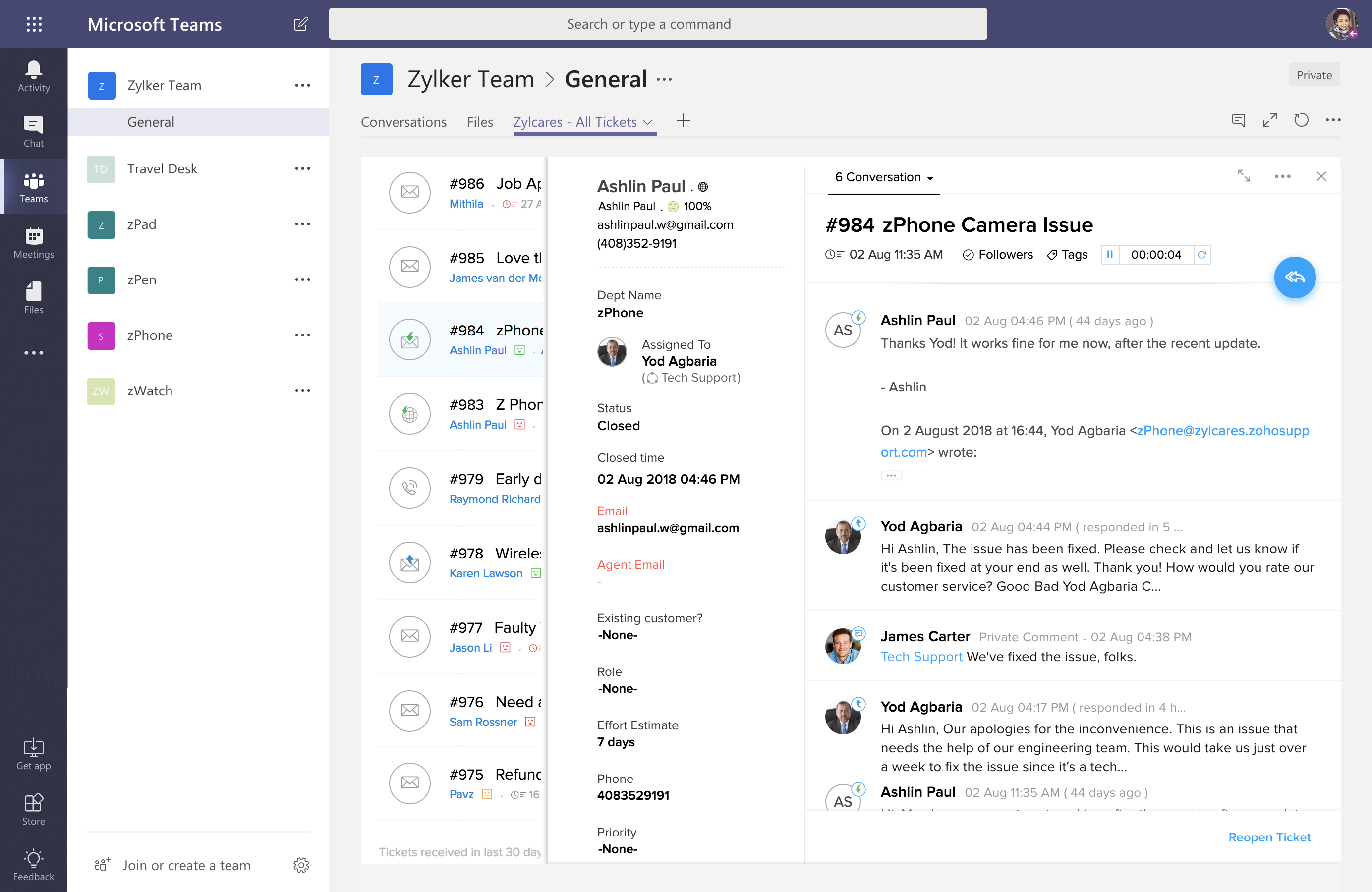 Microsoft Teams Integration Zoho Desk Knowledgebase