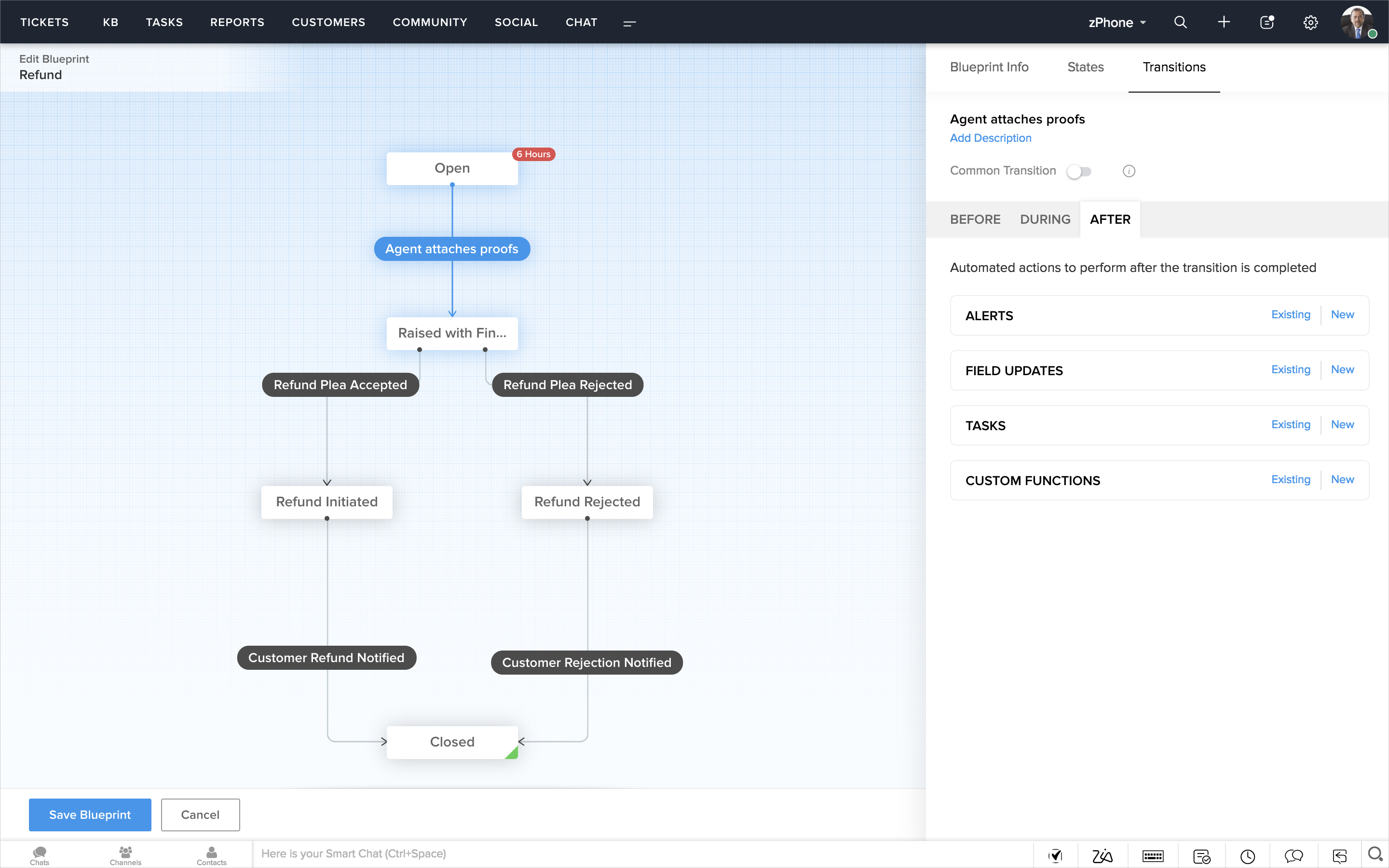 After transition - Zoho Desk tutorial