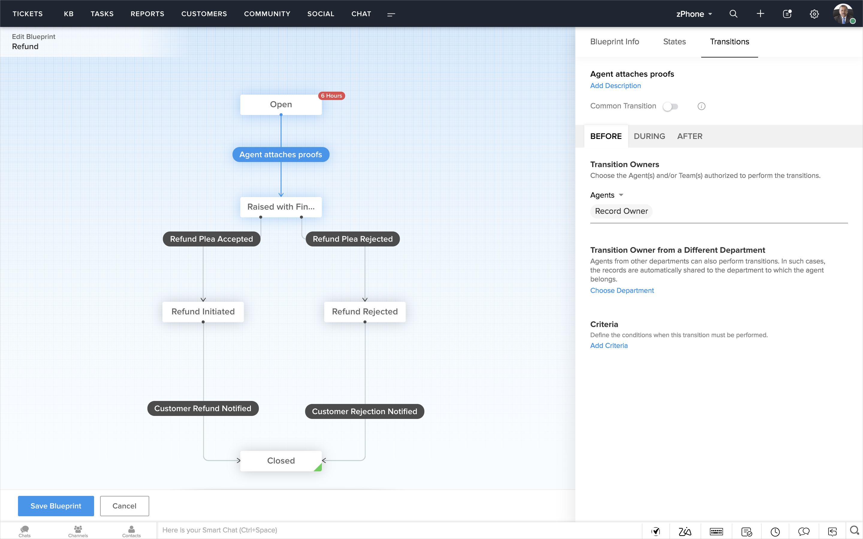 Before transition - Zoho Desk tutorial